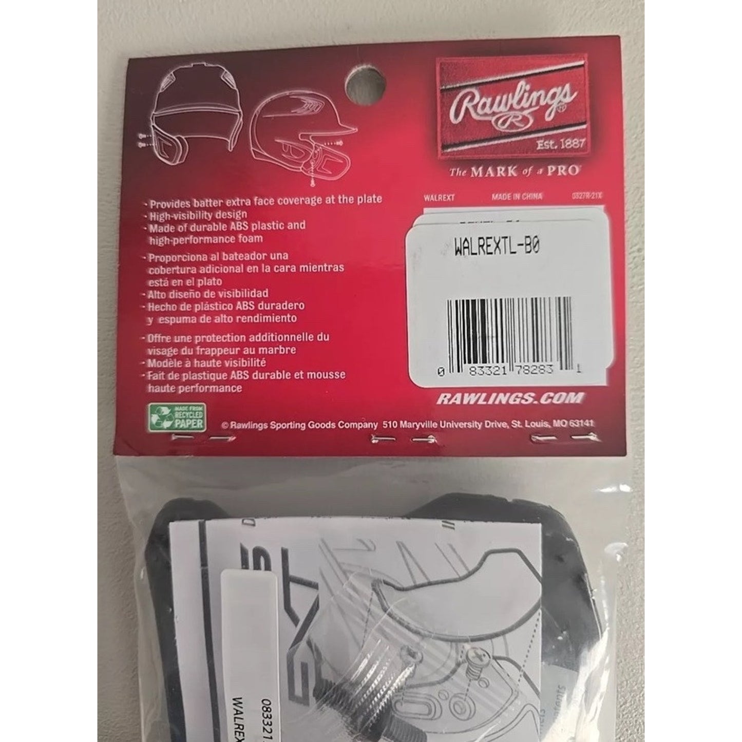 Rawlings Baseball Batters Helmet Extension Left Hand Batter Vapor R16 Jr/Sr