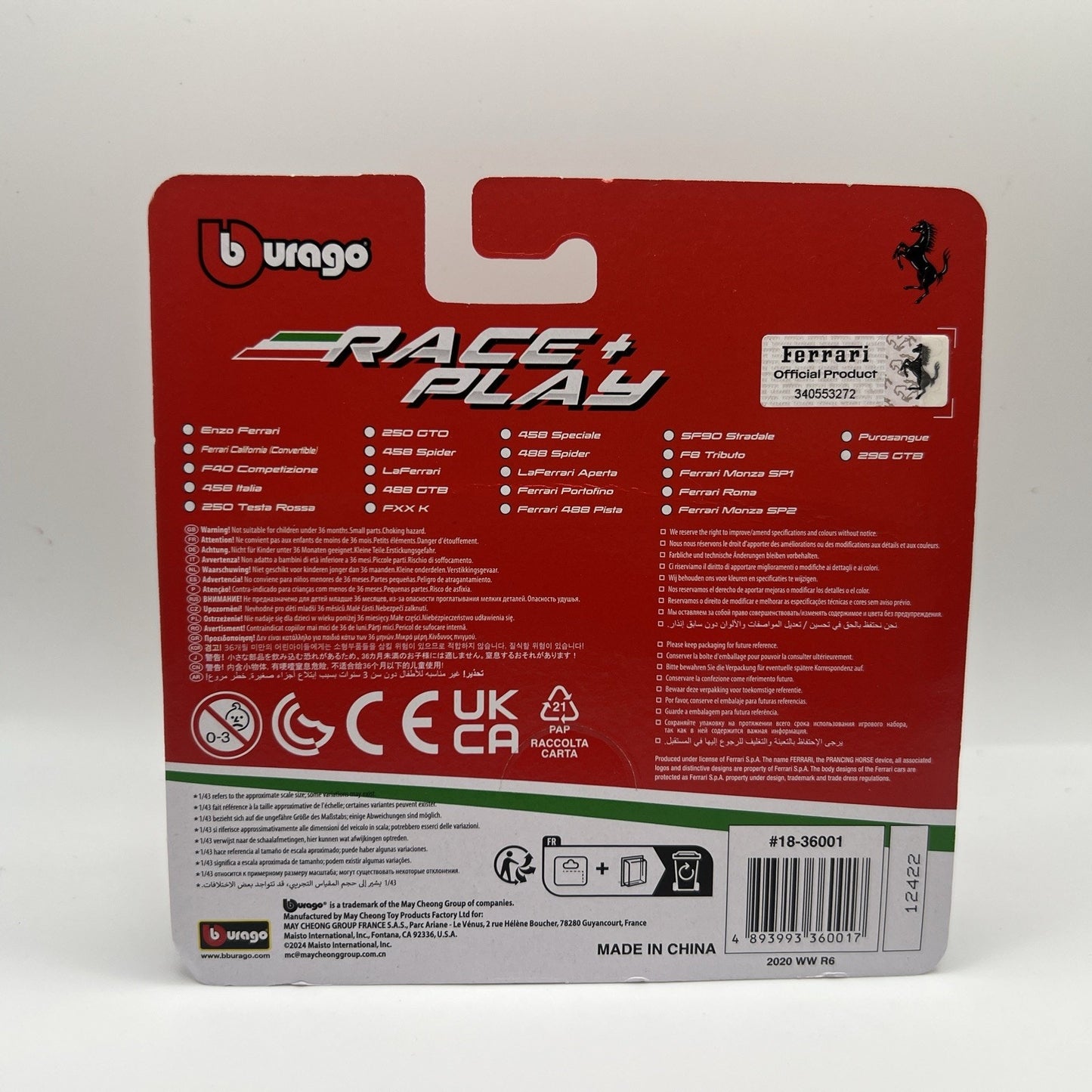 Burago 1/43 Race and Play Enzo Ferrari Red Rare Die Cast Car Toy Model