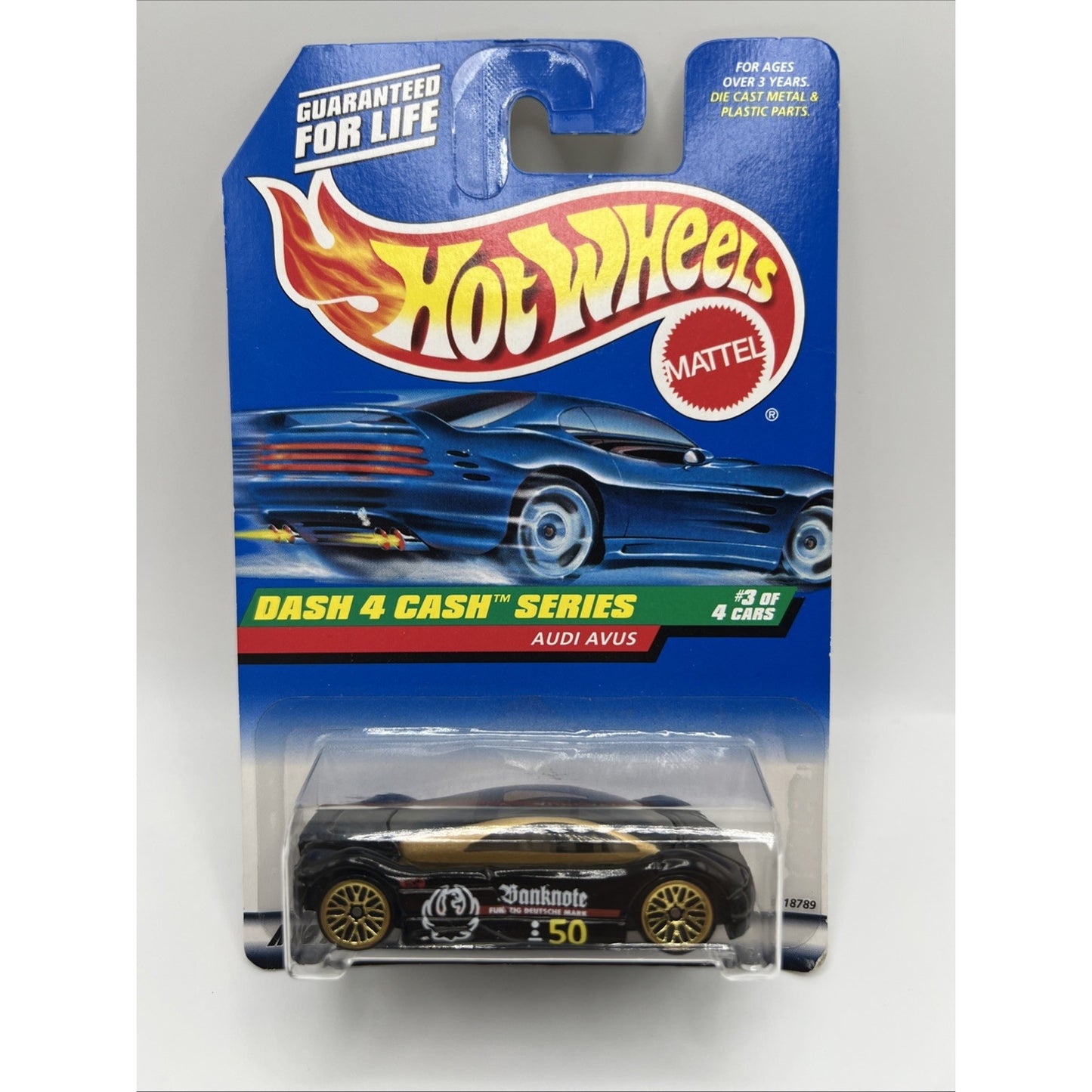 Hot Wheels 1998 Dash 4 Cash Series #723 Audi Avus Black Gold Race Car Die Cast