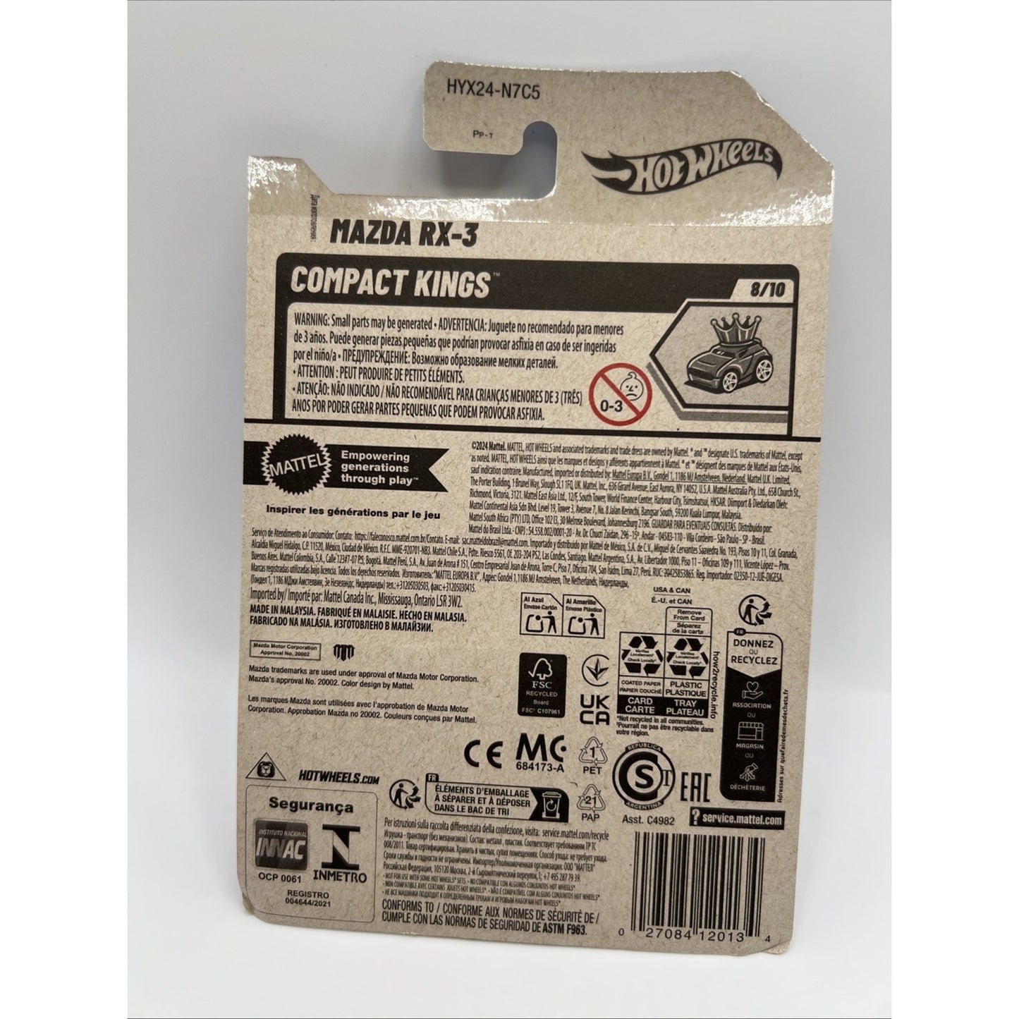 2025 Hot Wheels Mazda RX-3 Tooned Black Compact Kings Mainline