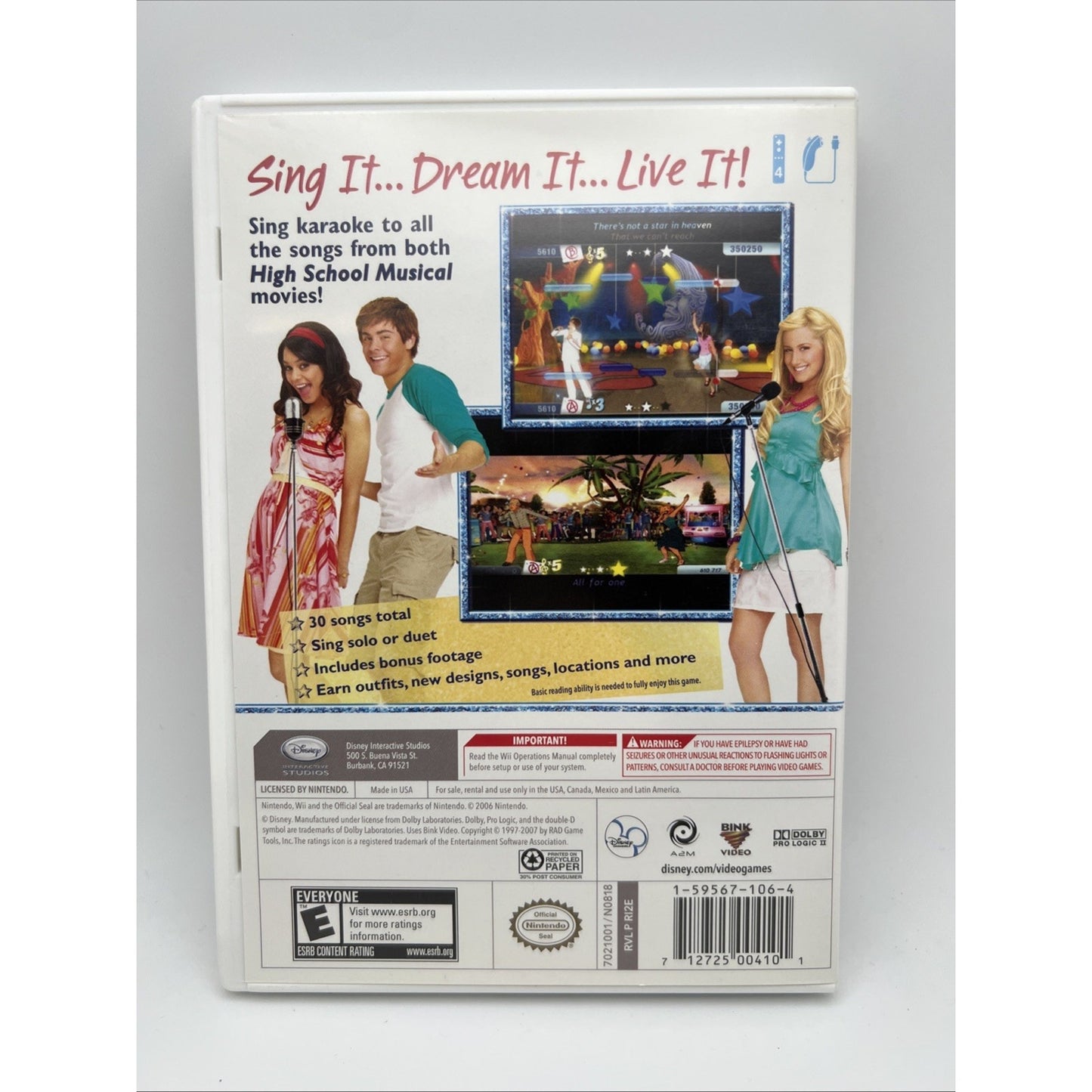 Disney High School Musical Sing It - Nintendo Wii Console Used Game With Case