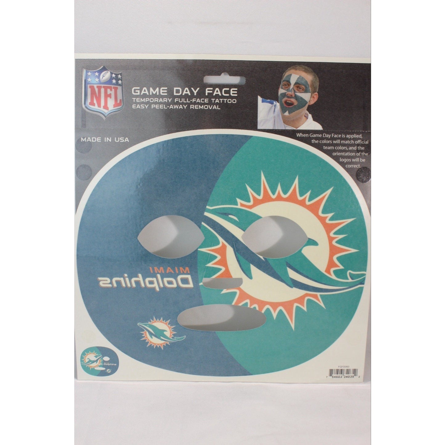 Miami Dolphins Game Day Face Temporary Tattoo NFL Football Fan Peel Off Tattoos