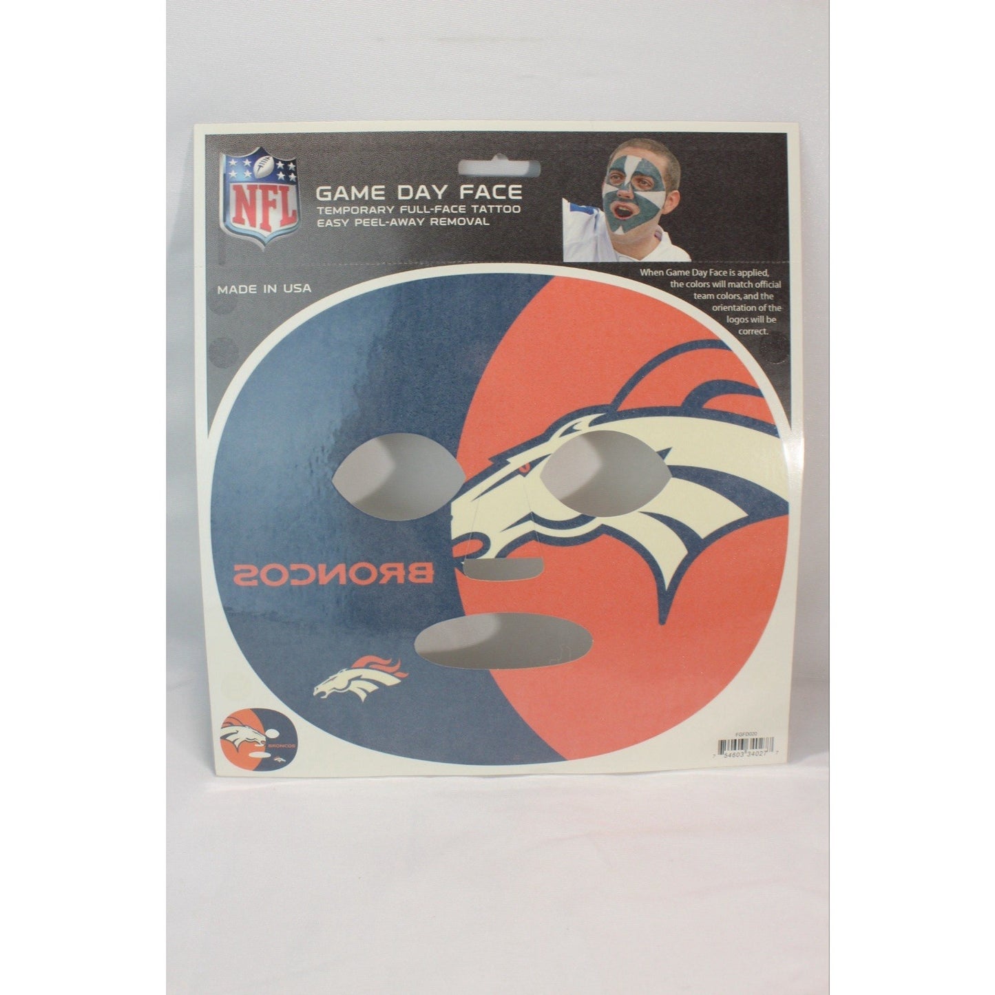 Denver Broncos Game Day Face Temporary Tattoo NFL Football Fan Peel Off Tattoos