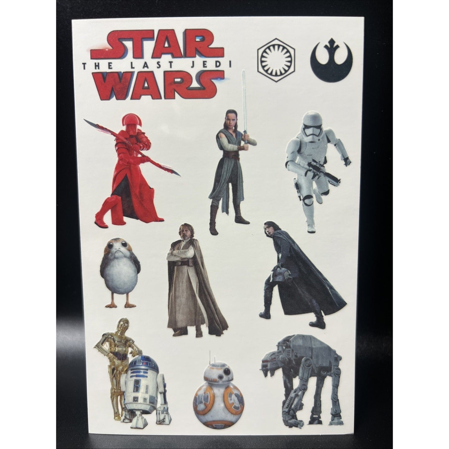 Rare Collectible Star Wars The Last Jedi Temporary Tattoos Vintage Tattoo 10 Ct