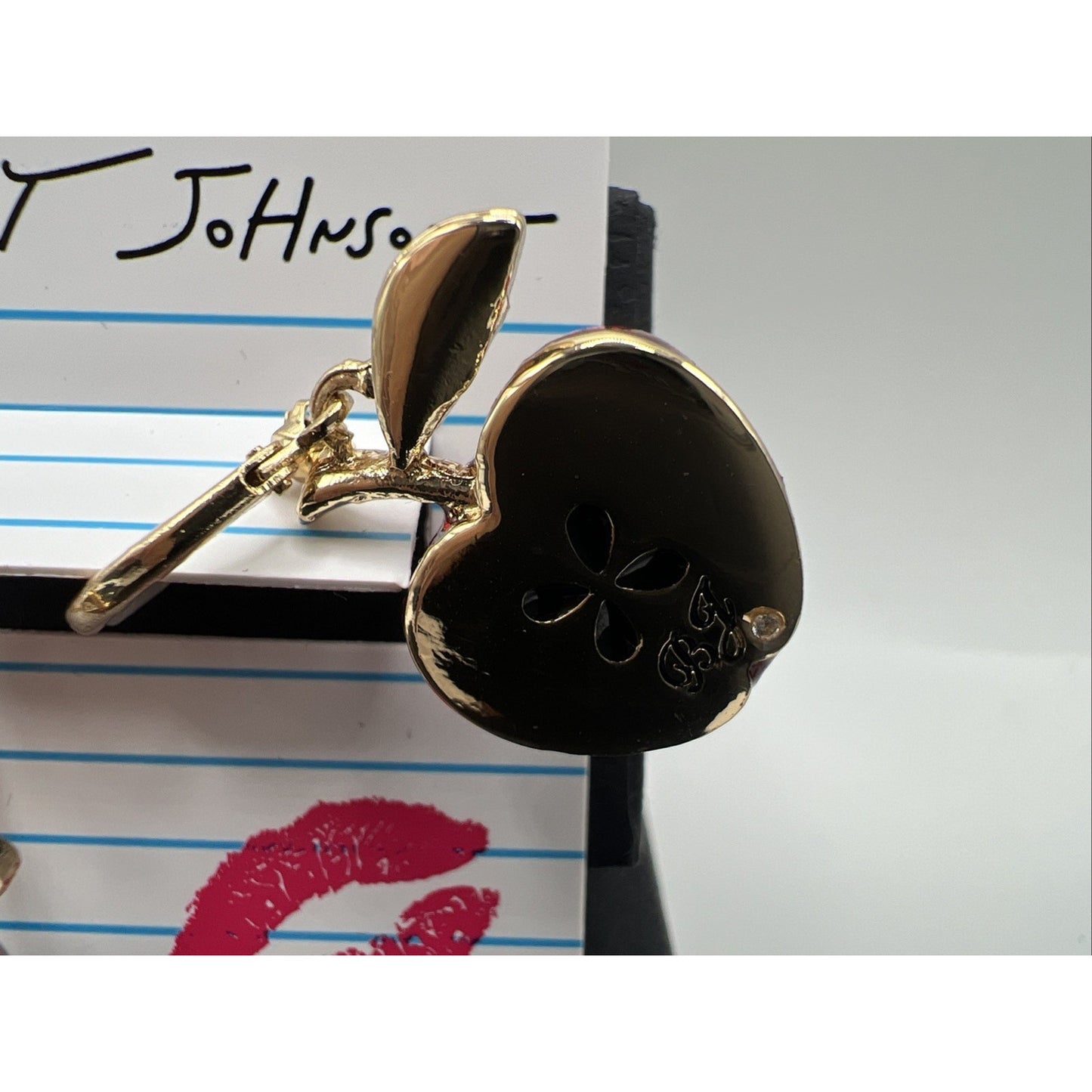 Betsey Johnson Back To School Red Apple Crystal Mismatch Fruit Drop Earrings Set