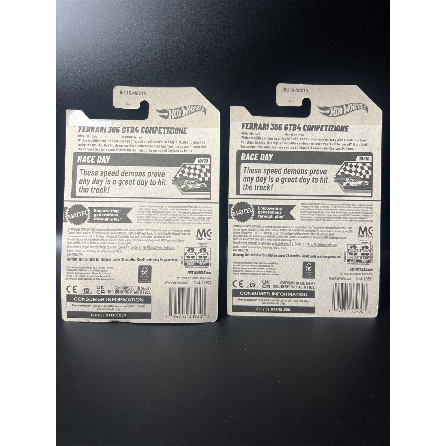 Lot Of 4 2025 Hot Wheels Ferrari 365 GTB4 Competizione 222/250 Yellow 4 Pack