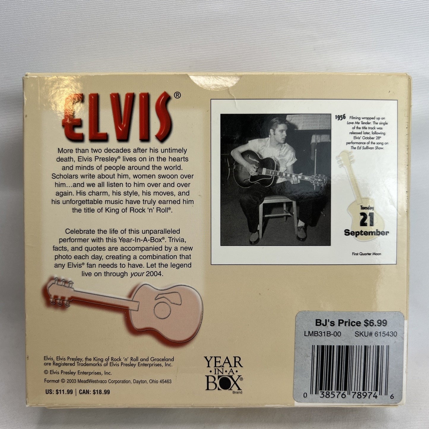 Elvis Presley 2004 Year-in-a-Box Calendar Brand New Signature Elvis Product