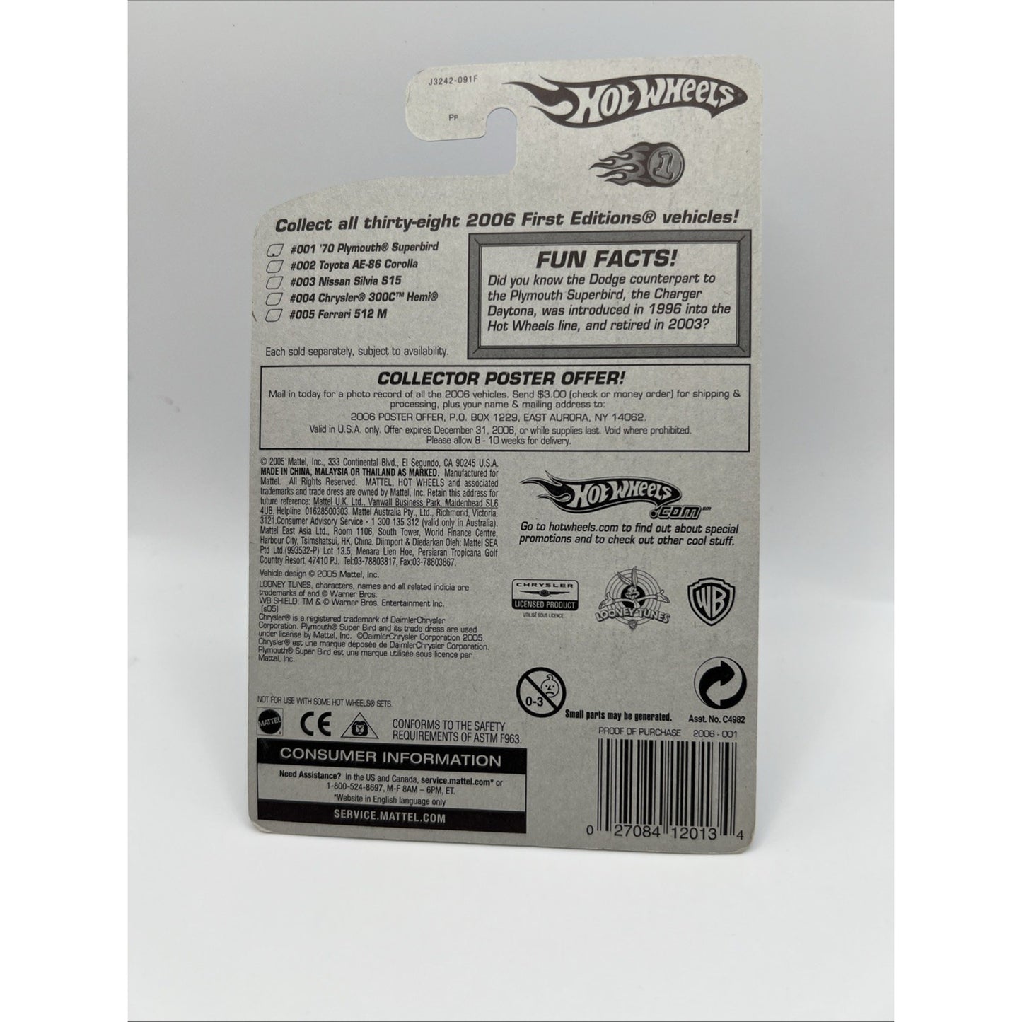 2006 Hot Wheels 70 Plymouth Superbird 1/38 Green Ultrafast Wheels Muscle Car