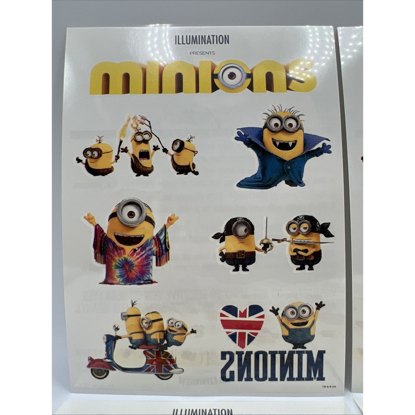 Illumination Minions United Kingdom Temporary Tattoo 6 Sheets Of Tattoos Gru