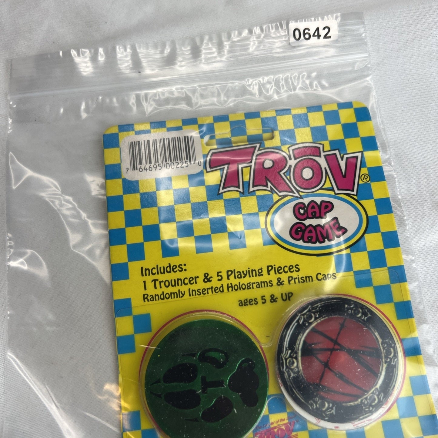 Trov 1 Trouncer And 5 Playing Pieces Pogs Vintage 1994 Game Green T Paw Prism