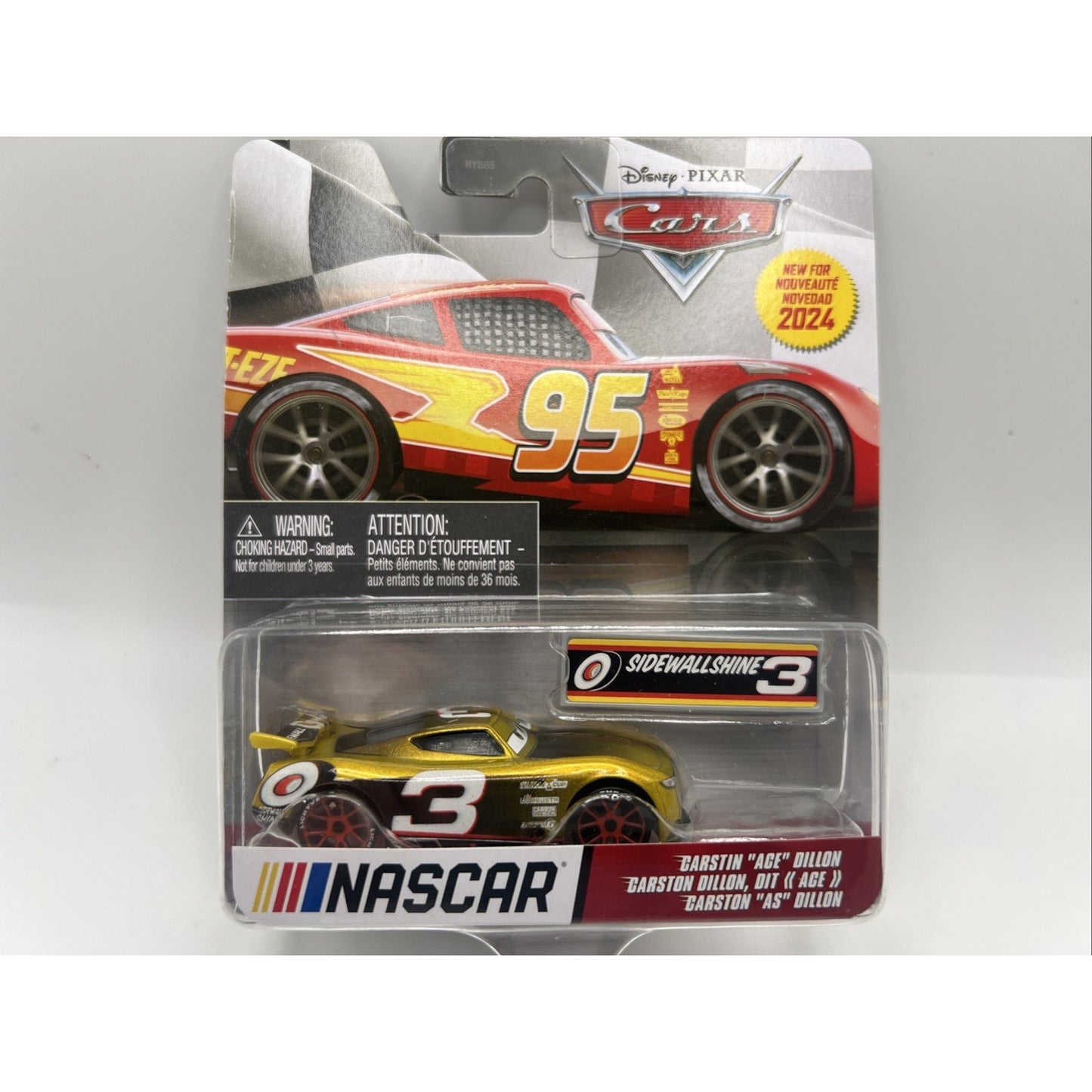 Carstin Ace Dillon Disney Pixar Cars 1/55 Sidewallshine #3 Diecast ‘24 Nascar