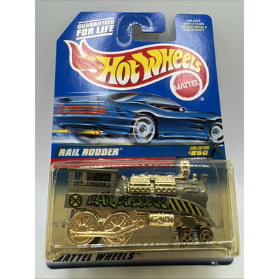1998 Hot Wheels Rail Rodder #850 A5 Train Engine Railroad Gold New
