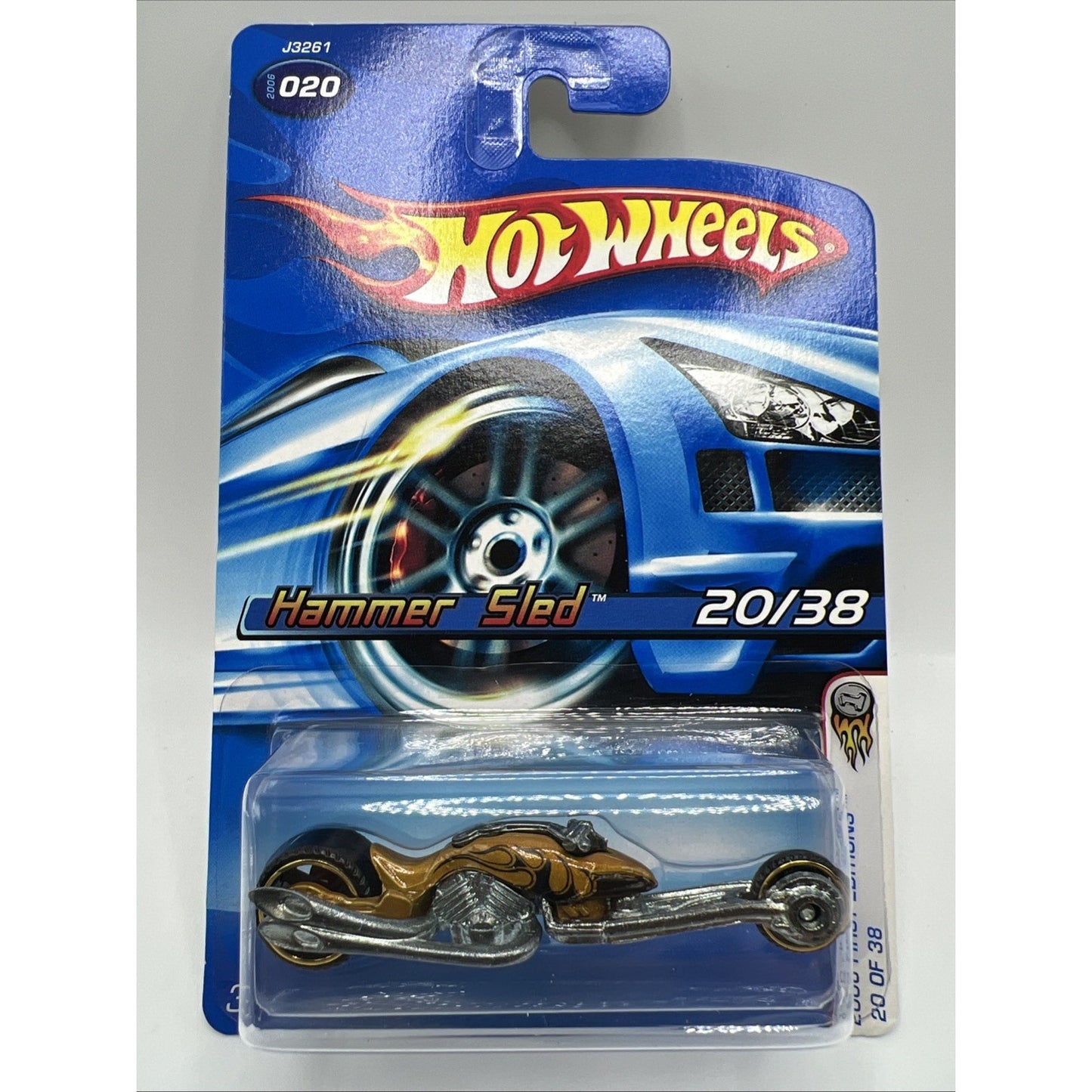 2006 Hot Wheels First Edition Hammer Sled 20/38 Gold Version Color Motorcycle