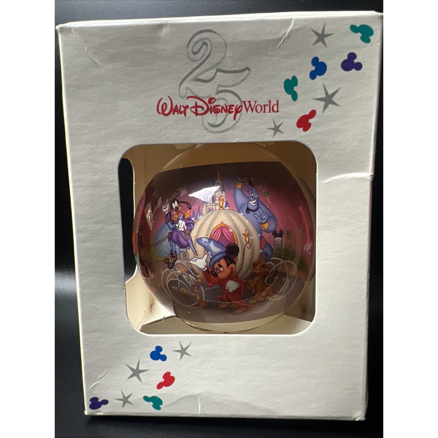 25th Walt Disney World Anniversary Remember the Magic Glass Ornament Sealed New