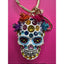 Betsey Johnson White Sugar Skull Jeweled Charm Keychain Bag Charm Day of Dead