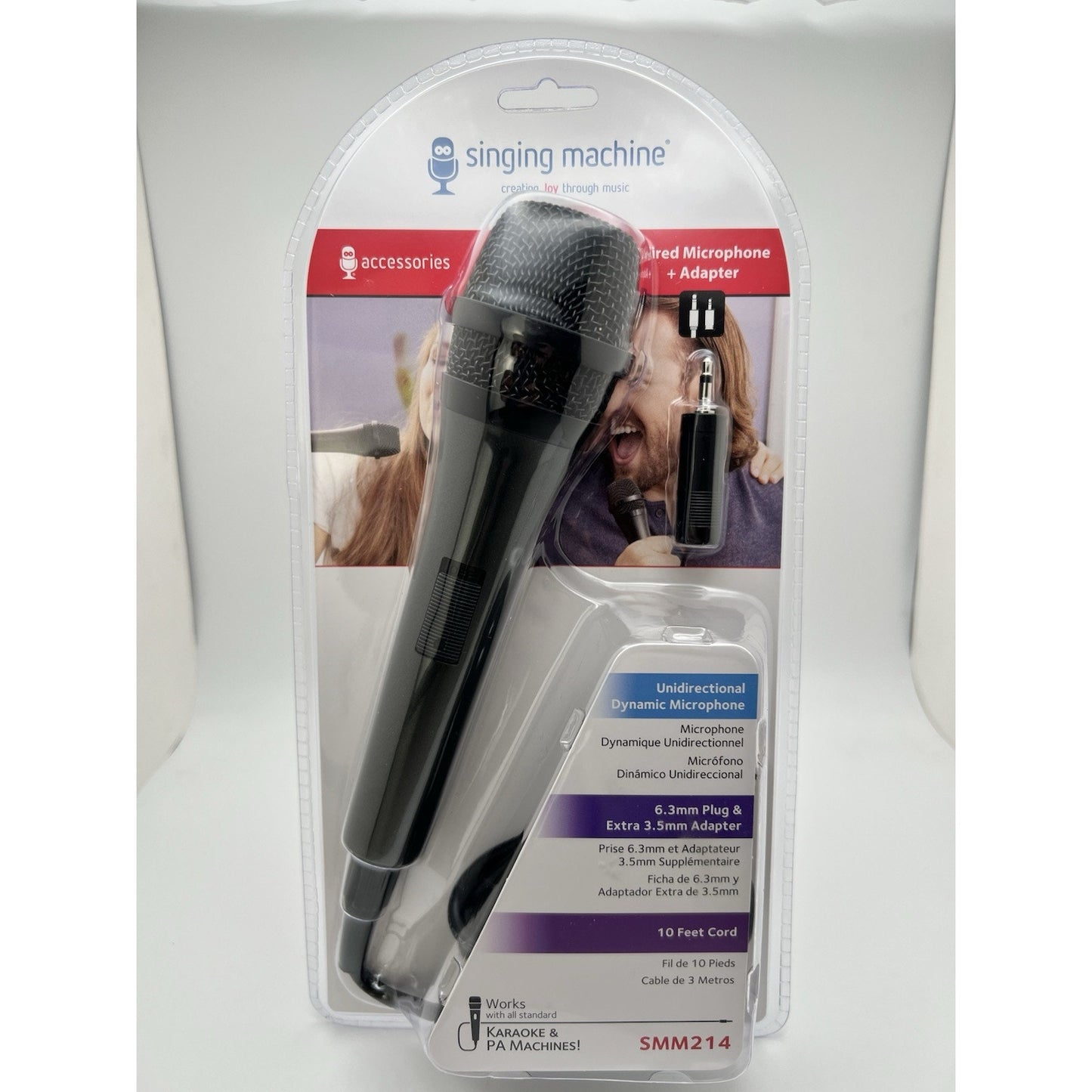 Singing Machine Unidirectional Karaoke Microphone And Adapter Brand New