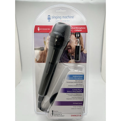 Singing Machine Unidirectional Karaoke Microphone And Adapter Brand New