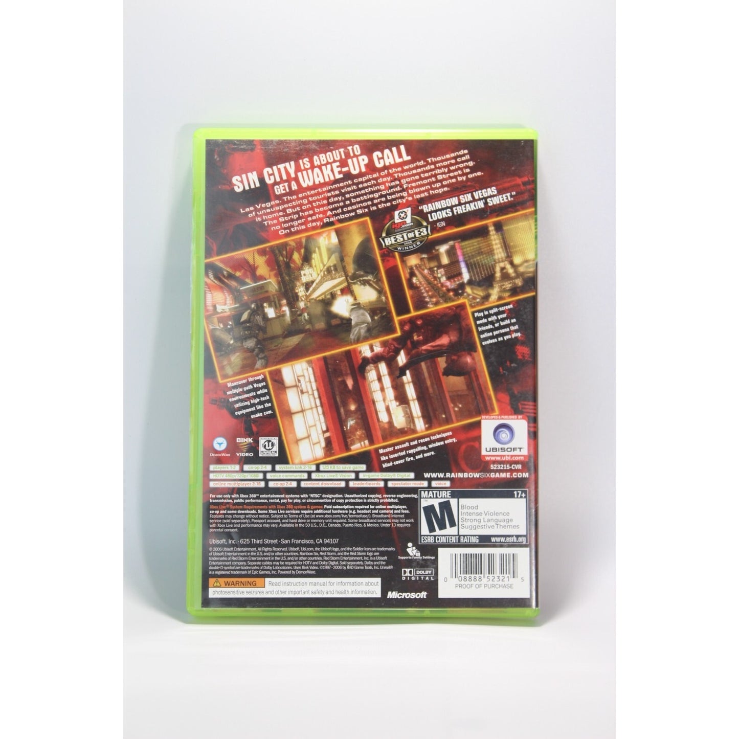 Tom Clancy's Rainbow Six Vegas Xbox 360 Tested Video Game Used Tactical Shooter