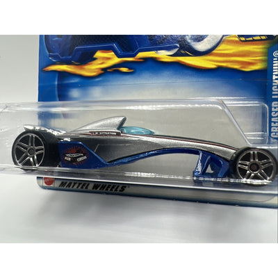 2002 Hot Wheels Mainline/Collector #239 Greased Lightnin' Silver-Blue Race Car