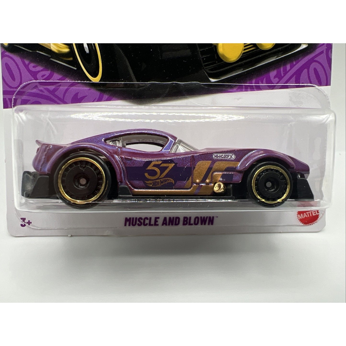 Hot Wheels 57th Anniversary Muscle And Blown #5 Purple Gold Race Car Model