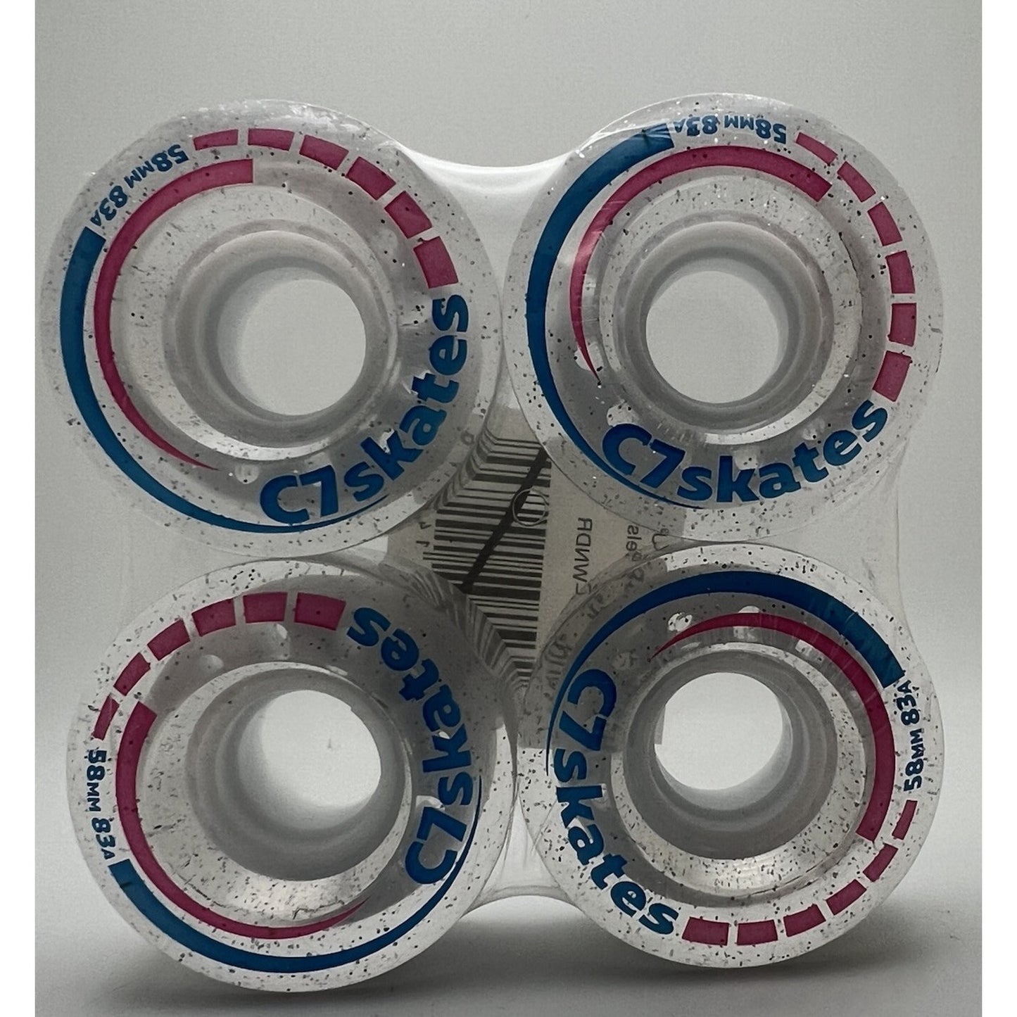 C7skates 58mm 83A Premium Quad Roller Skate Wheels Wonderland Clear Set of 4 New