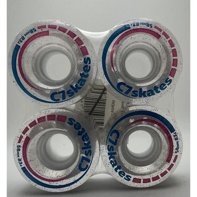 C7skates 58mm 83A Premium Quad Roller Skate Wheels Wonderland Clear Set of 4 New