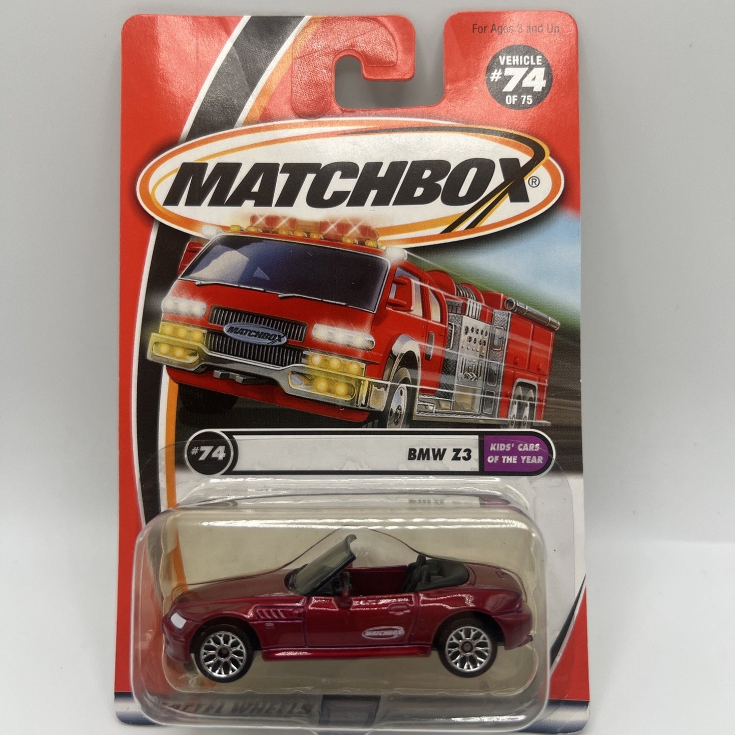 2001 Matchbox BMW Z3 #74 Kids Cars of the Year Series Red Convertible Rare Model
