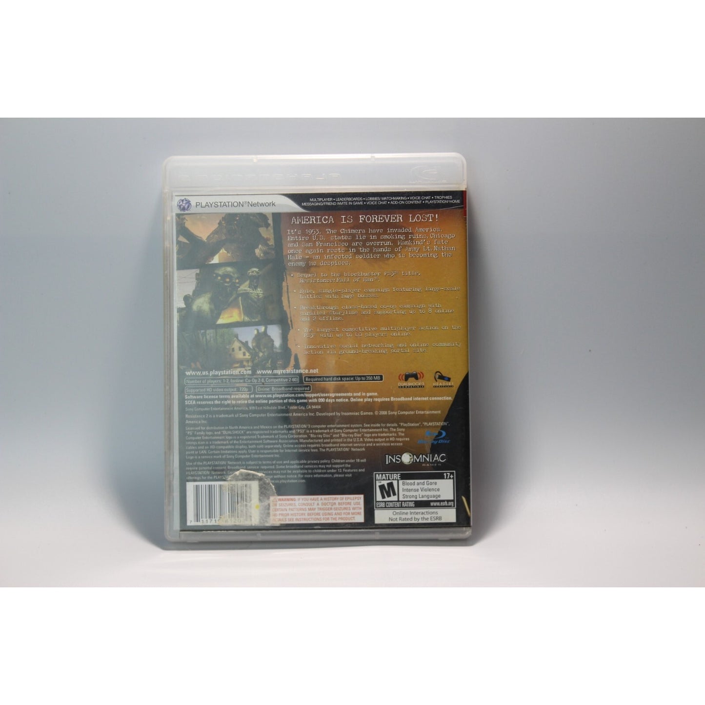 Resistance 2 PlayStation 3 PS3 Tested Video Game Used Sci-Fi Shooter Game