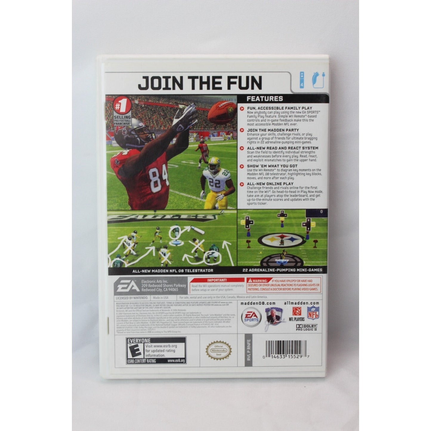 Madden NFL 08 Nintendo Wii Tested Video Game Used