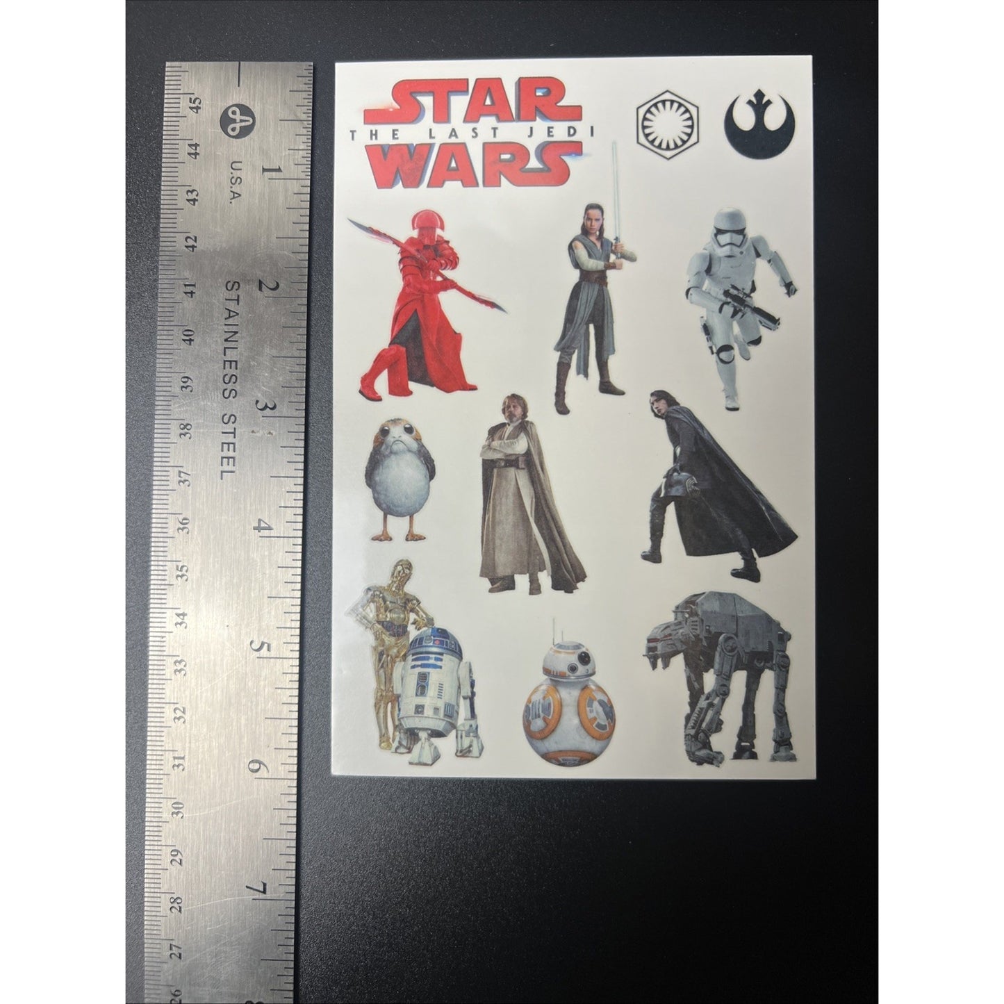 Rare Collectible Star Wars The Last Jedi Temporary Tattoos Vintage Tattoo 10 Ct