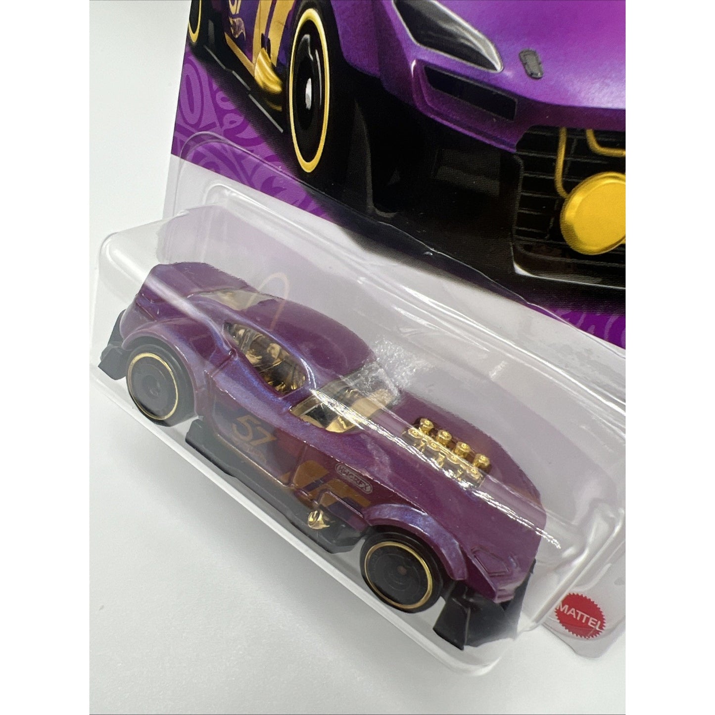 Hot Wheels 57th Anniversary Muscle And Blown #5 Purple Gold Race Car Model