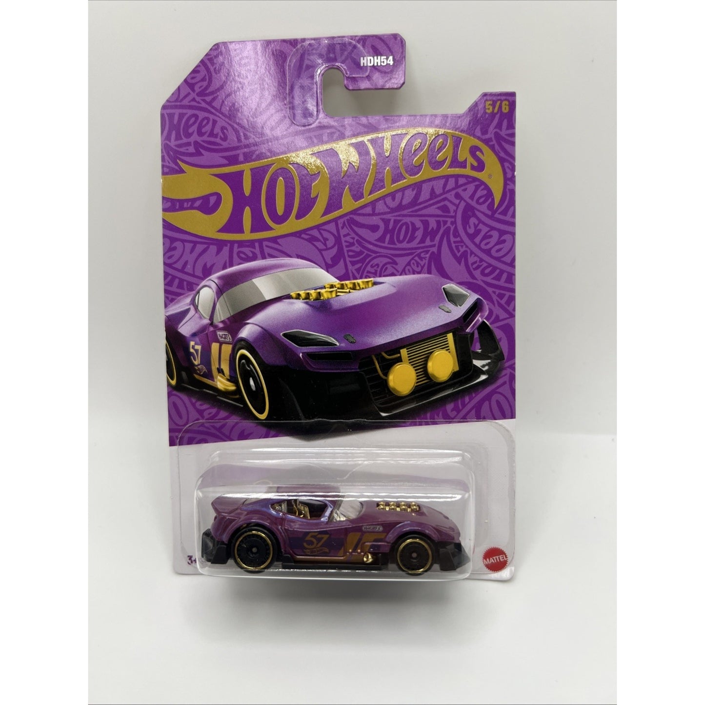 Hot Wheels 57th Anniversary Muscle And Blown #5 Purple Gold Race Car Model