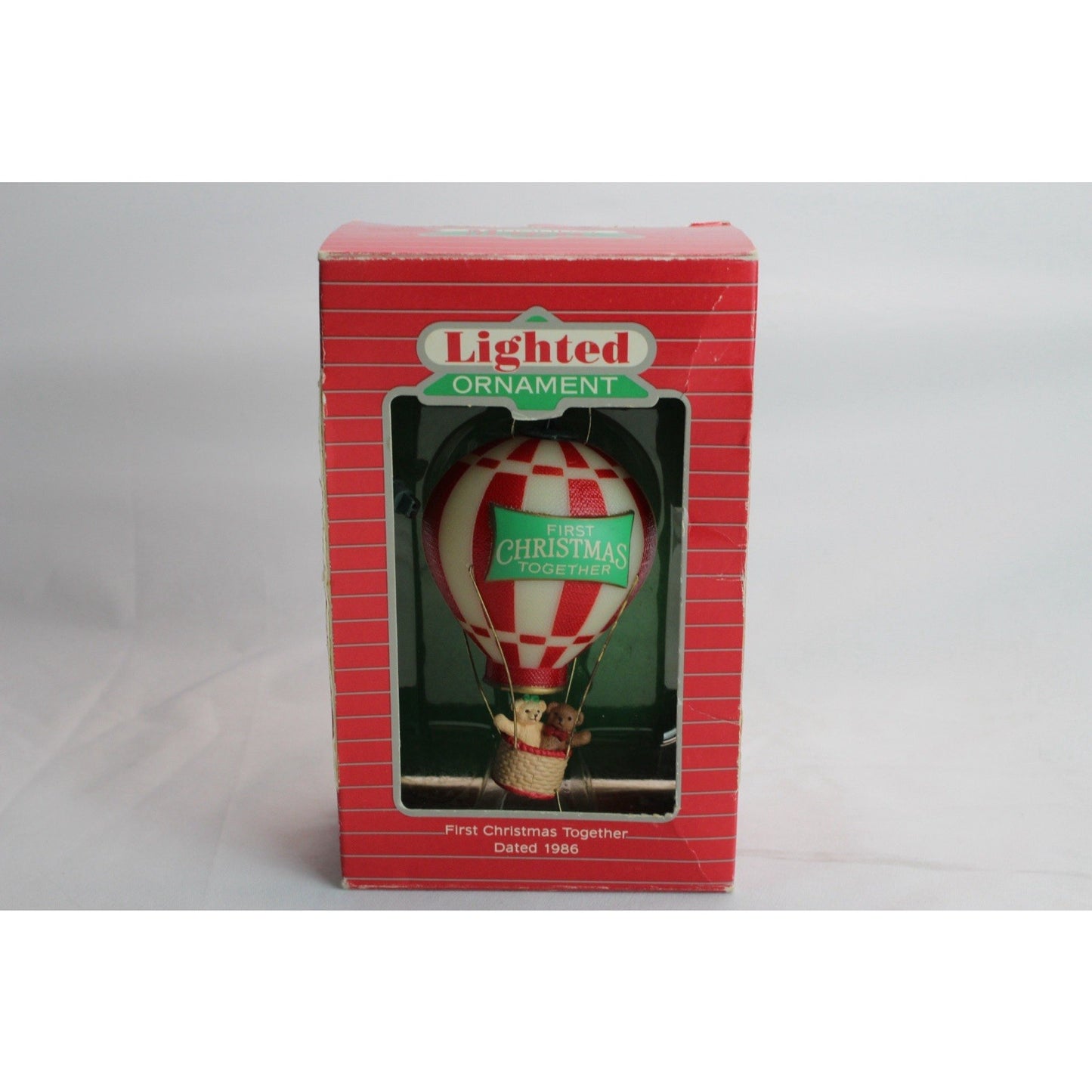 1986 Hallmark Cards Lighted Ornament First Christmas Together Hot Air Balloon