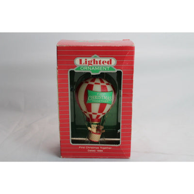 1986 Hallmark Cards Lighted Ornament First Christmas Together Hot Air Balloon