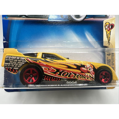 Hot Wheels 2003 Crazed Clowns Side Splitter 4/5 Collector #098 Yellow Drag Race