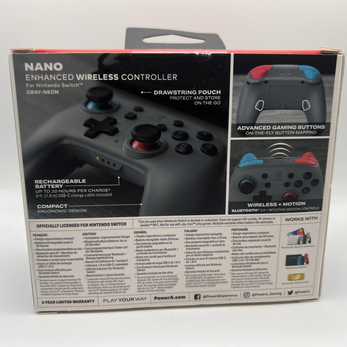 PowerA Enhanced Nano Wireless Controller for Nintendo Switch Black Gray Sealed