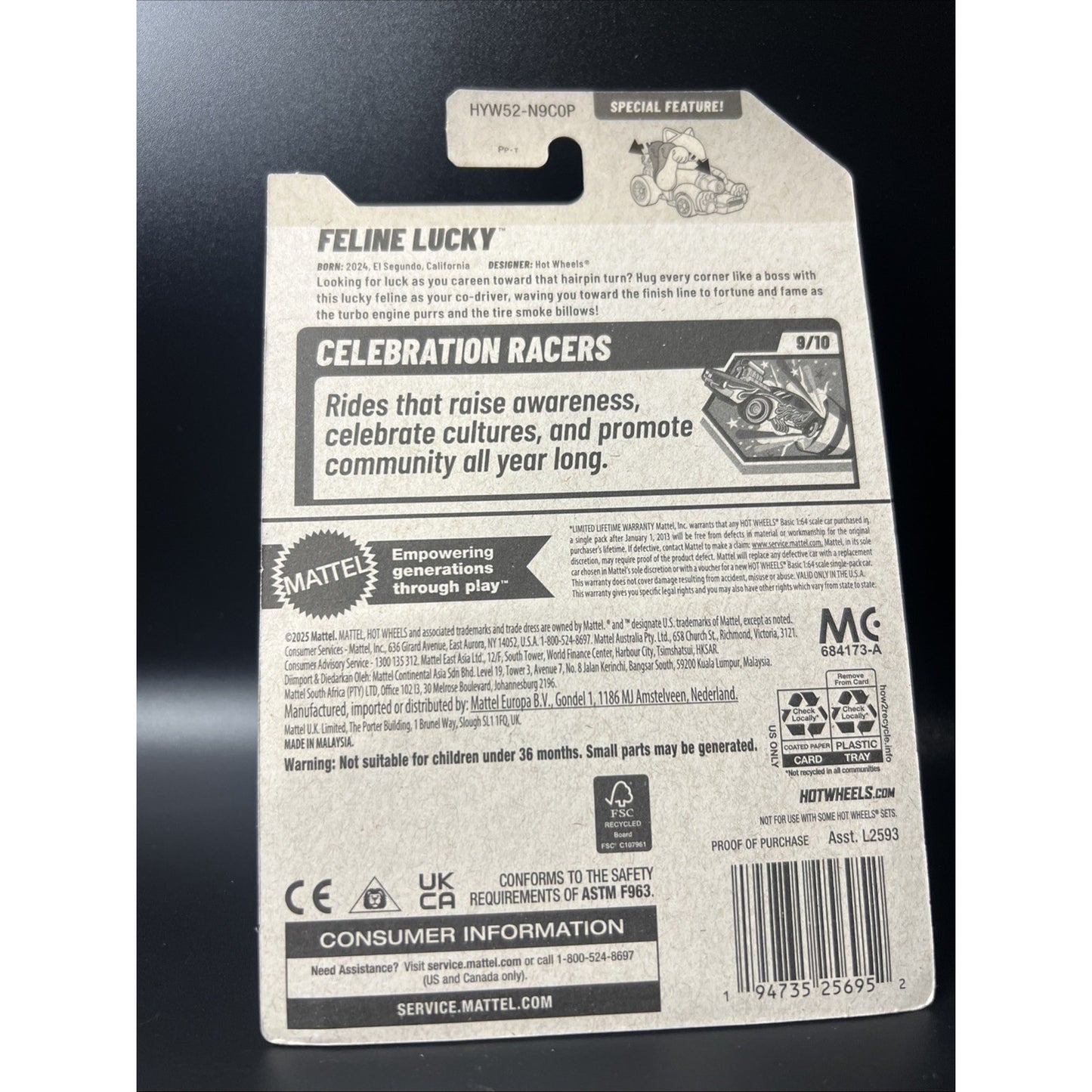 Hot Wheels 2025 Feline Lucky Cat Maneki-Neko 9.29 HW Celebration Racers New