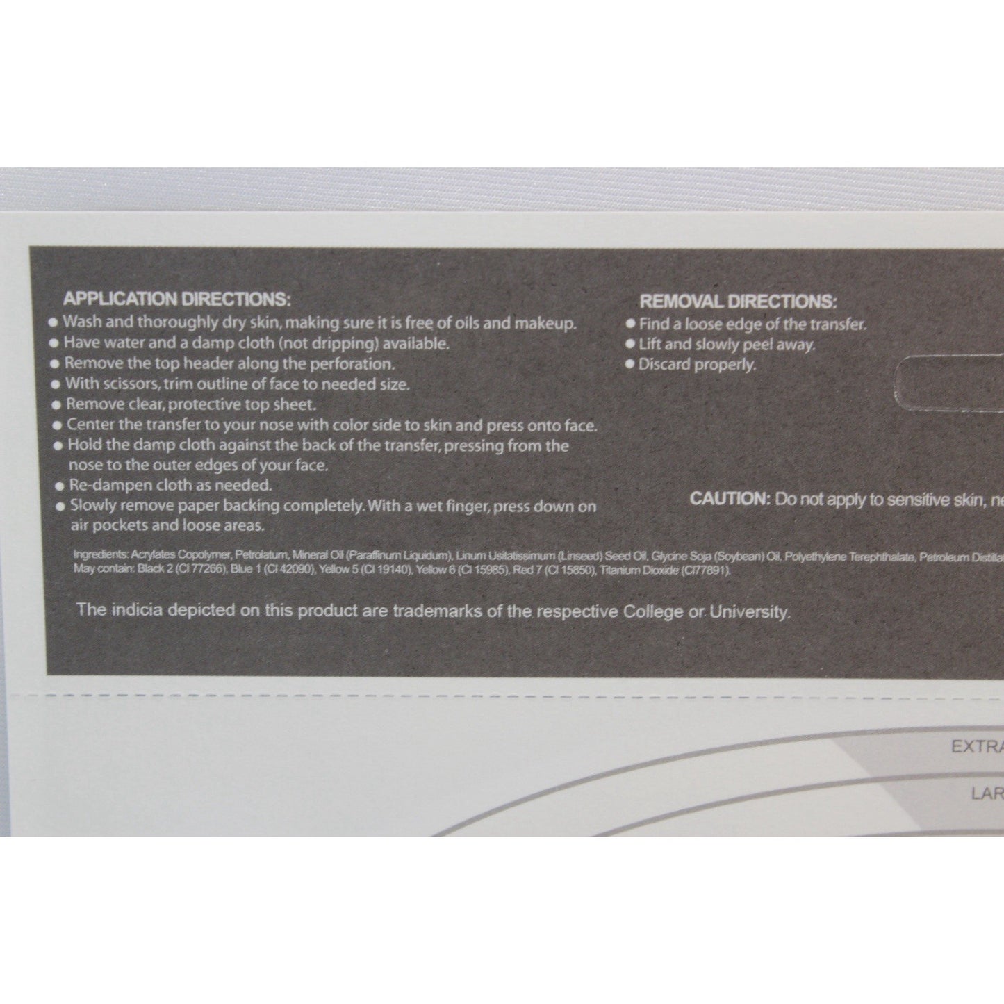 Nebraska Corn Huskers Game Day Face Temporary Tattoo NFL Football Fan College