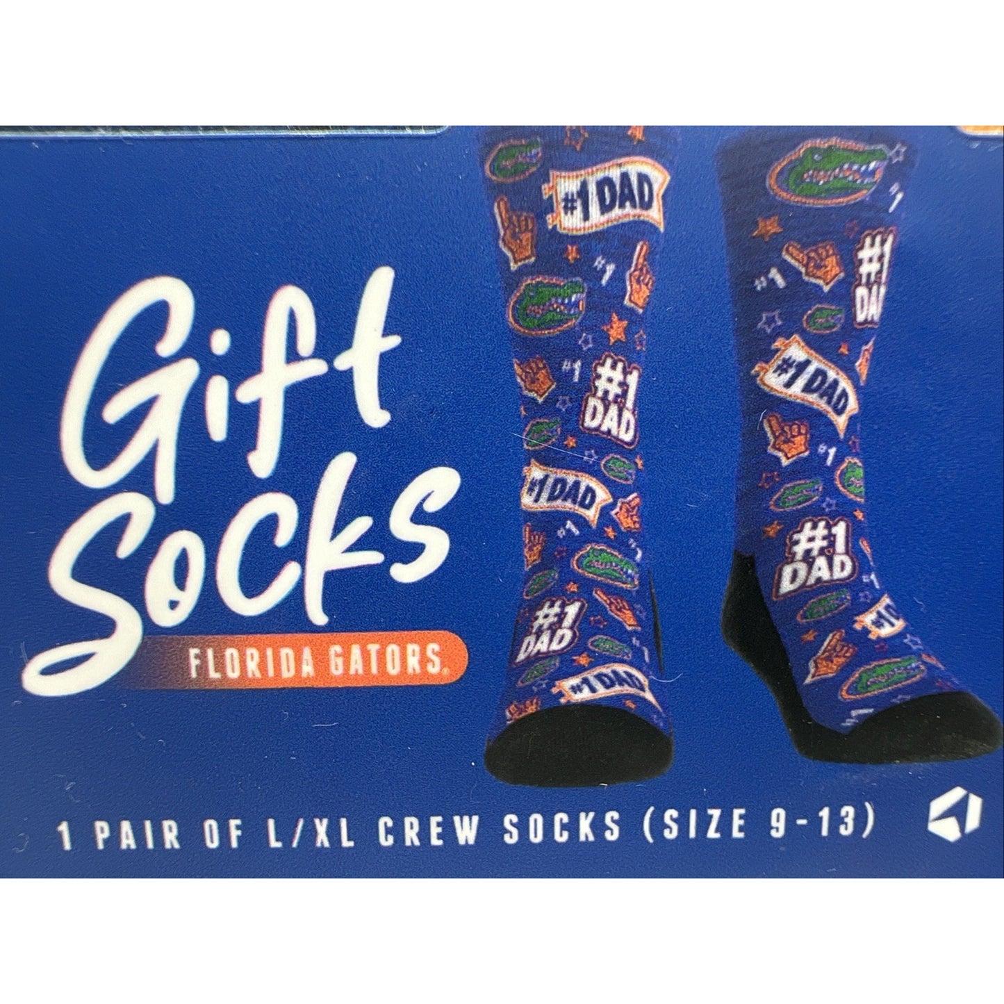 University Of Florida Gators Football Gator Dad Rock Em Socks Size 9-13 Large XL