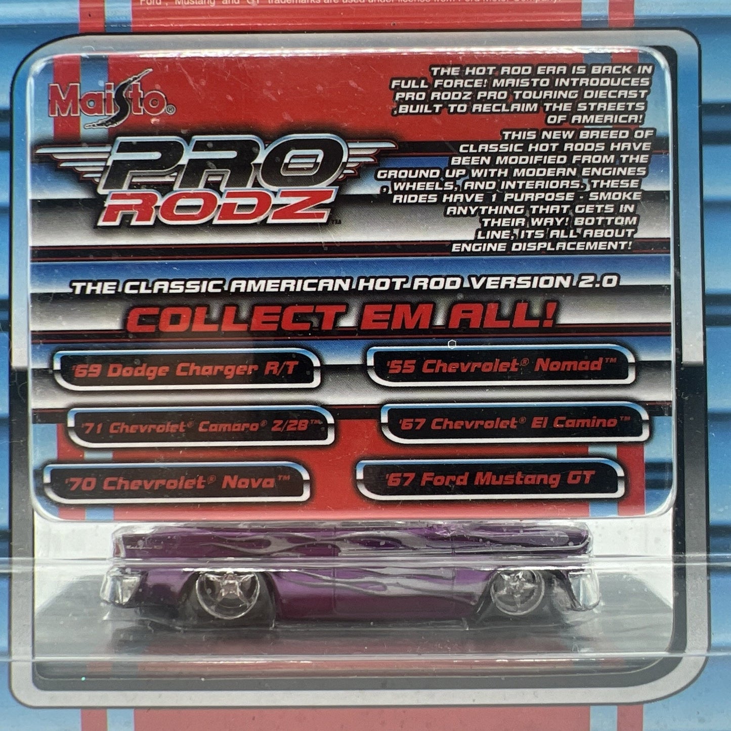 Maisto PRO RODZ 1:64 Diecast Car 1955 Chevy Nomad 2005 15478 Purple Flames