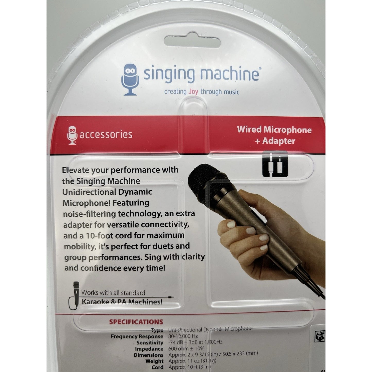 Singing Machine Unidirectional Karaoke Microphone And Adapter Brand New