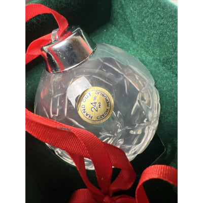 Hand Cut Crystal Christmas Ornament Czech Republic 24% Clear Glass Rare Find