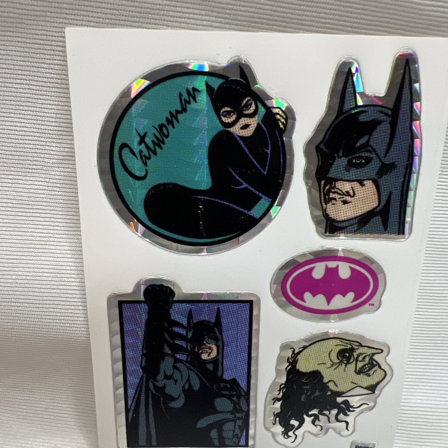 1990's DC Comics Batman Vending Machine Die-cut Prism Sticker Car Woman Penguin