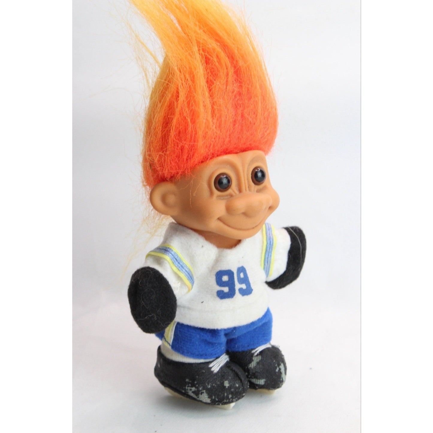 Vintage Russ 5" Troll Doll Hockey Player #99 Rare Orange Hair
