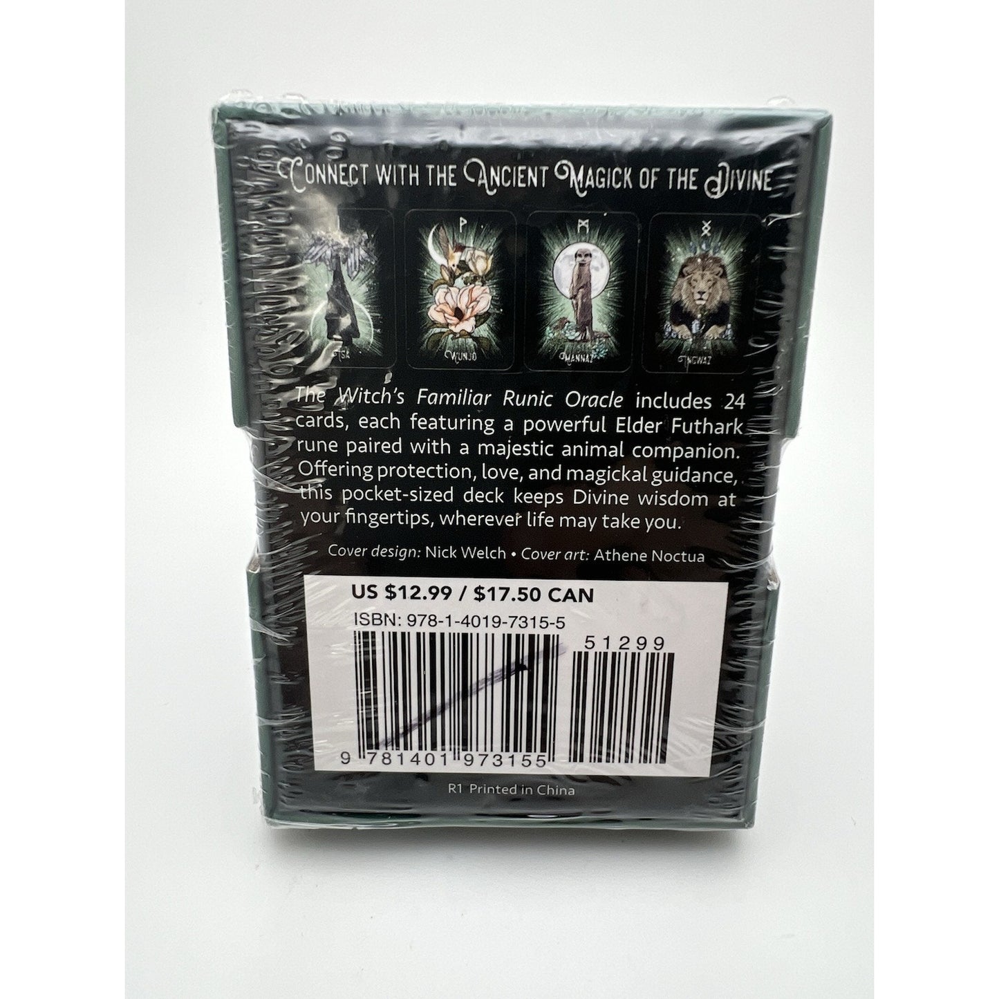Witch’s Familiar Runic Oracle 24 card Deck and Guide Cards by Noctua Athene New