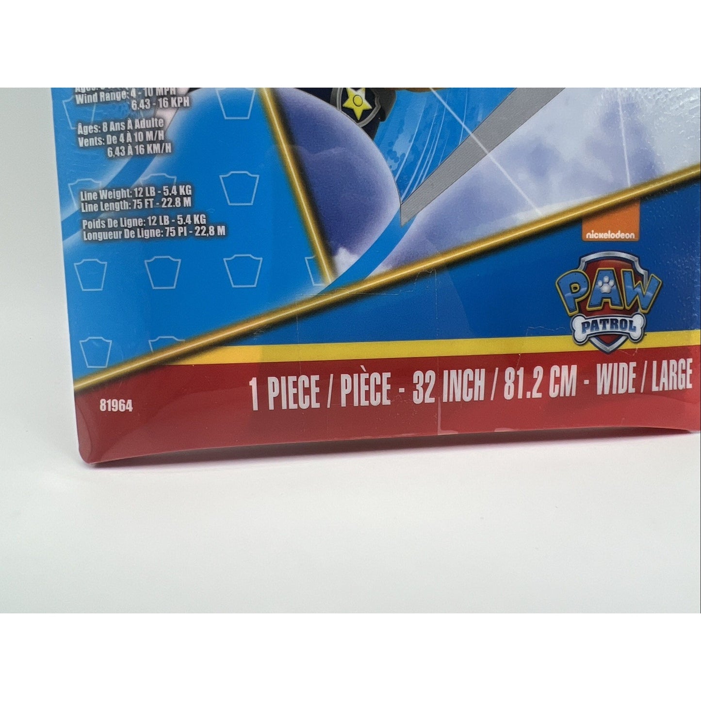 Paw Patrol Kite Chase Brand New 32 Inch Nylon Frameless with Handle & Line