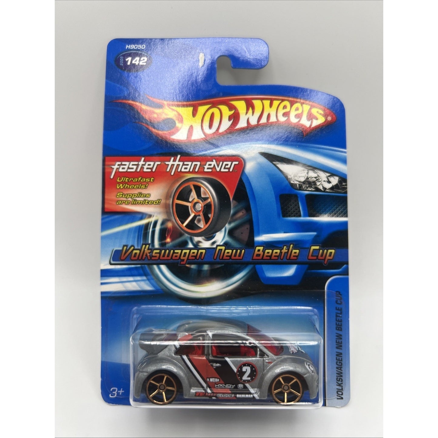 Hot Wheels Volkswagen New Beetle Cup Diecast Car #142 Gray Ultra Fast Wheels