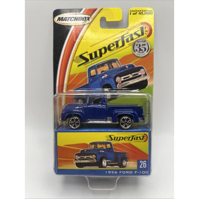 Matchbox 35th Superfast 1956 Ford F-100 2004 Mattel Blue Toy Truck #26 Die Cast