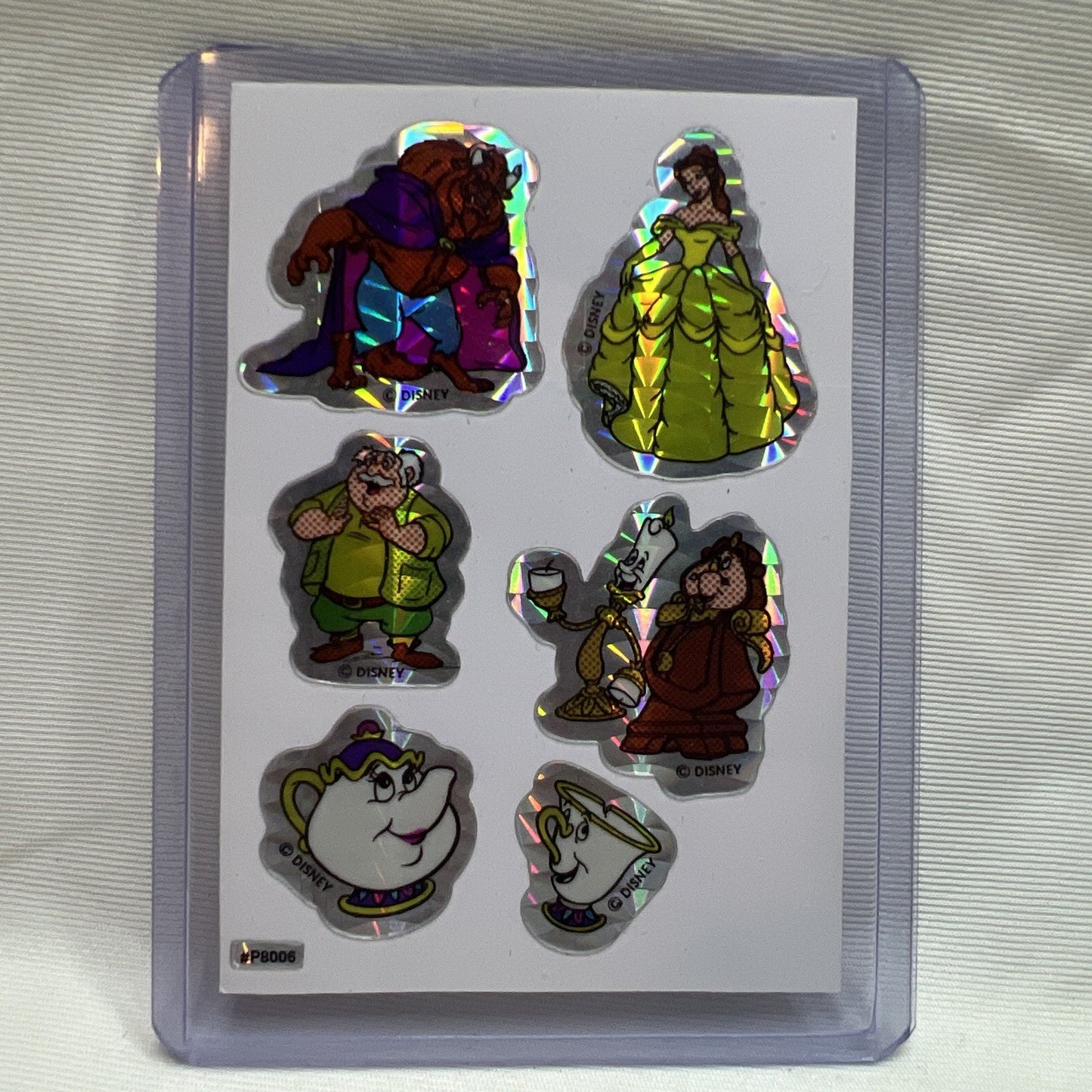 Disney Beauty Beast Mrs Potts Vending Machine Sticker Prism 1990's Vintage Rare