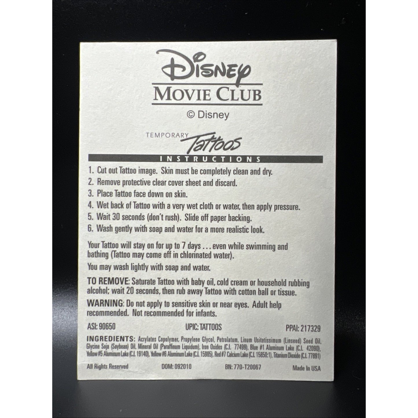 Walt Disney Mickey Mouse & Minnie Happy Holidays 10 Temporary Tattoos Christmas